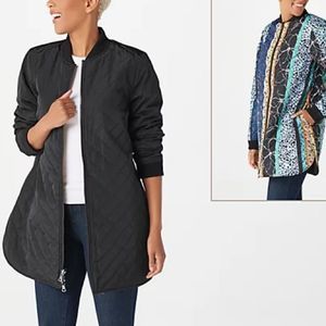 LOGO by Lori Goldstein Reversible Quilted Zip Front Jacket